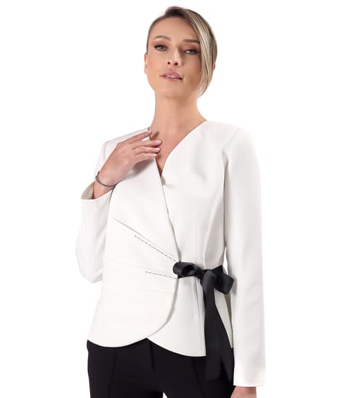 Sacou elegant din stofa elastica cu viscoza cu falduri pe fata