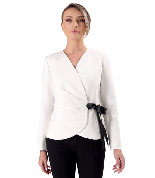Sacou elegant din stofa elastica cu viscoza cu falduri pe fata