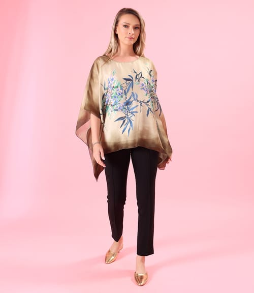 Bluza eleganta tip fluture din voal imprimat