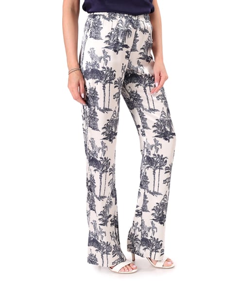 Pantaloni lejeri din viscoza satinata imprimata