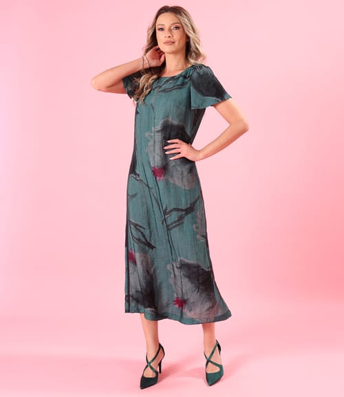 Rochie lunga din viscoza dublata cu strat de organza