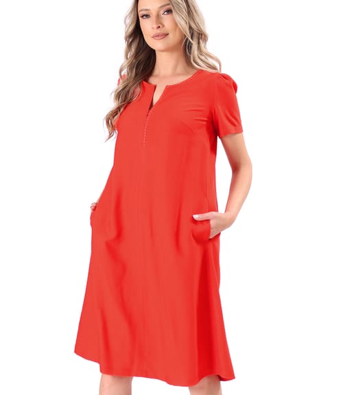 Rochie evazata din viscoza usor creponata