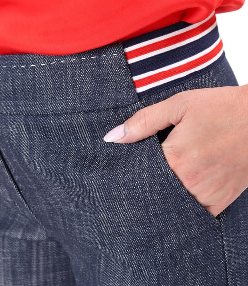 Pantaloni drepti din bumbac tip denim