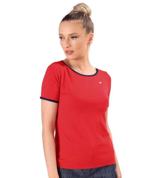 Bluza din jerse elastic cu garnituri in contrast