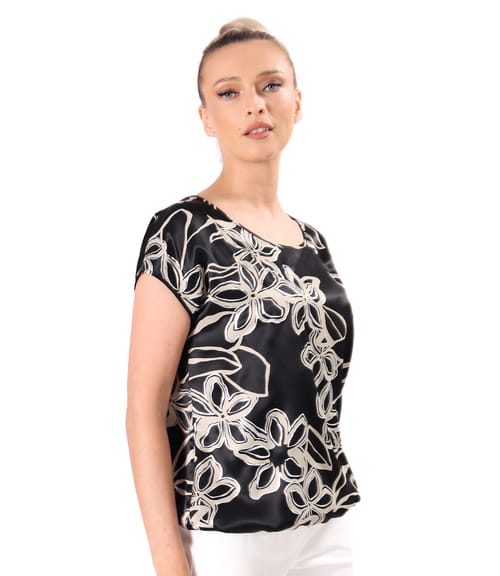 Bluza lejera din satin de viscoza imprimata cu motive florale