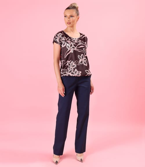 Bluza lejera din satin de viscoza imprimata cu motive florale