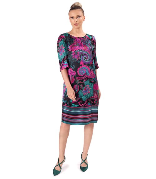 Rochie lejera din matase naturala imprimata cu motive paisley
