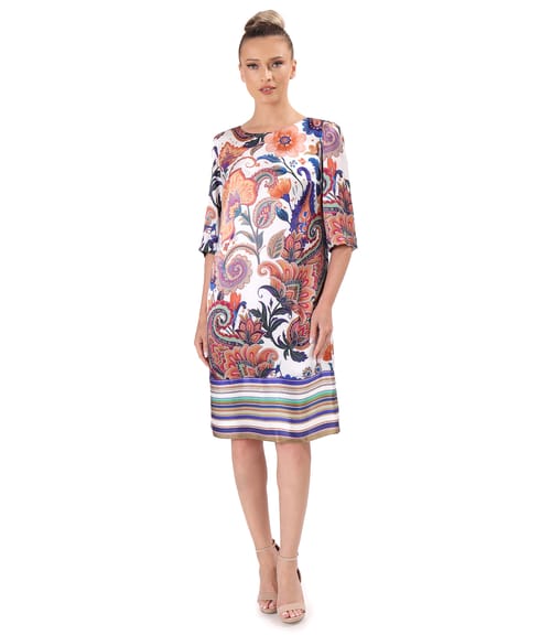 Rochie lejera din matase naturala imprimata cu motive paisley