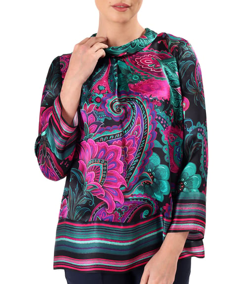 Bluza din matase naturala imprimata digital cu motive paisley