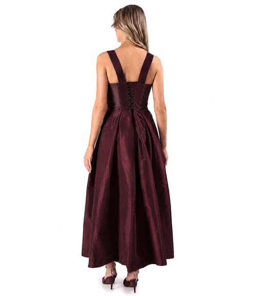 Rochie evazata din tafta cu corset cu bretele