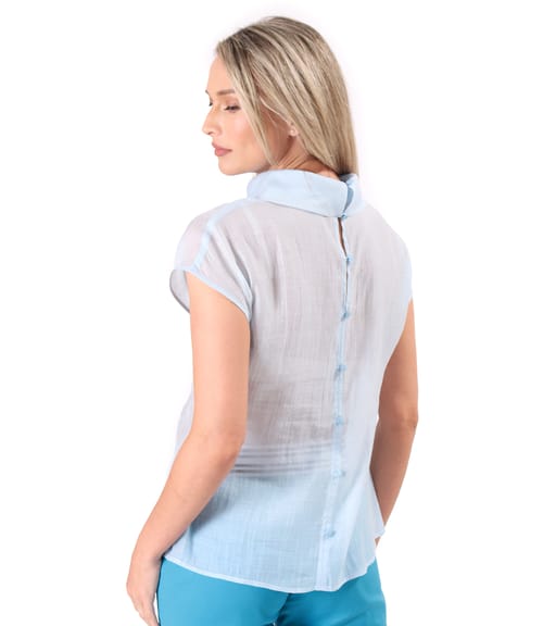 Bluza din tencel cu nasturi la spate