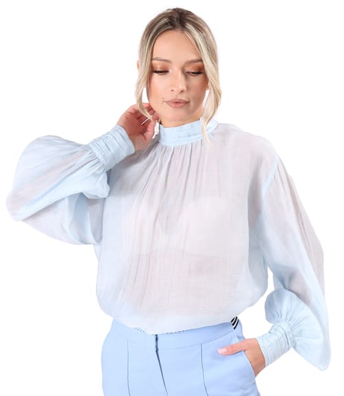 Bluza eleganta din tencel cu maneci lungi