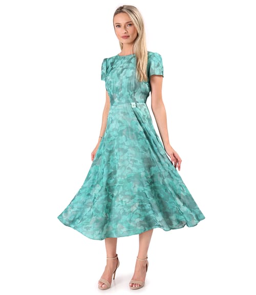 Rochie midi eleganta din viscoza imprimata