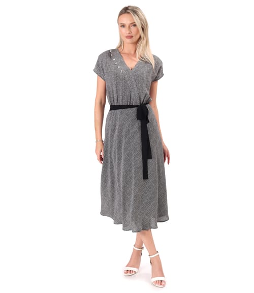 Rochie eleganta din viscoza imprimata cu picouri