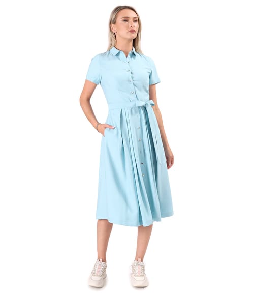 Rochie eleganta tip camasa din viscoza usor creponata