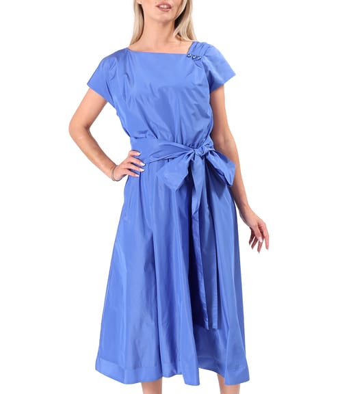 Rochie midi din tafta subtire cu cordon lat in talie