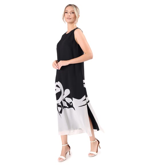 Rochie eleganta lunga din voal imprimat