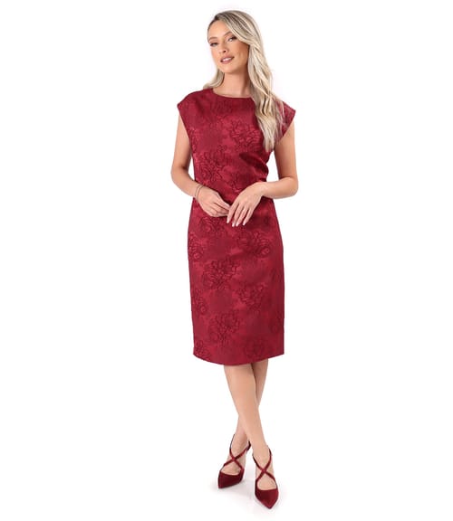 Rochie eleganta din brocart cu motive florale