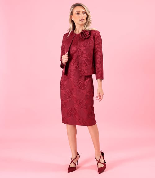 Sacou elegant din brocart cu motive florale