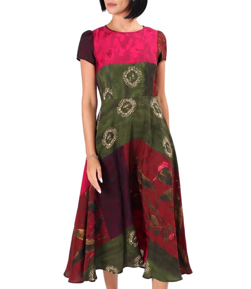 Rochie midi eleganta din viscoza imprimata
