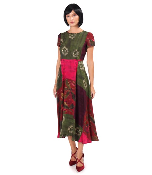 Rochie midi eleganta din viscoza imprimata