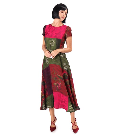 Rochie midi eleganta din viscoza imprimata