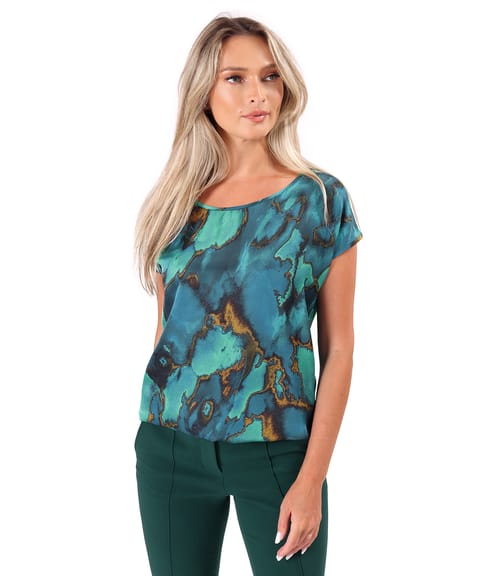 Bluza lejera din satin de viscoza imprimata