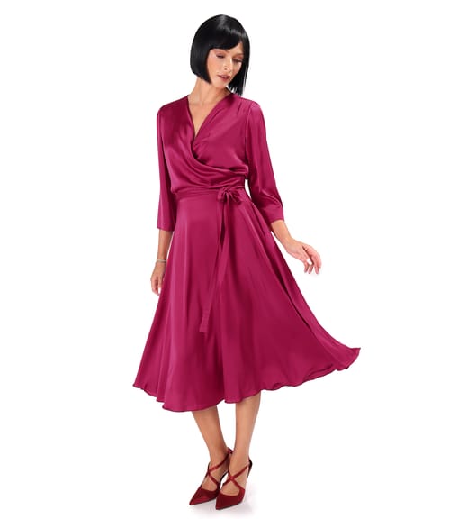 Rochie eleganta din saten elastic uni