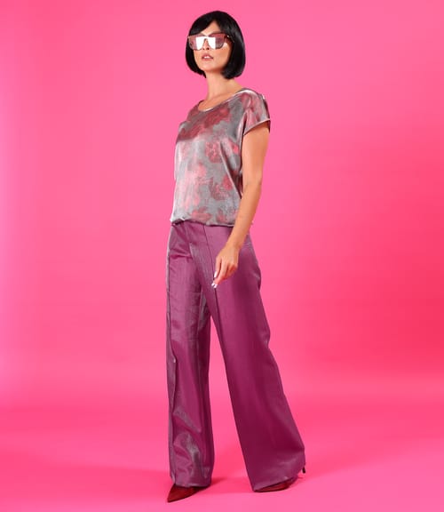 Bluza eleganta din organza plina de viscoza cu efect metalizat