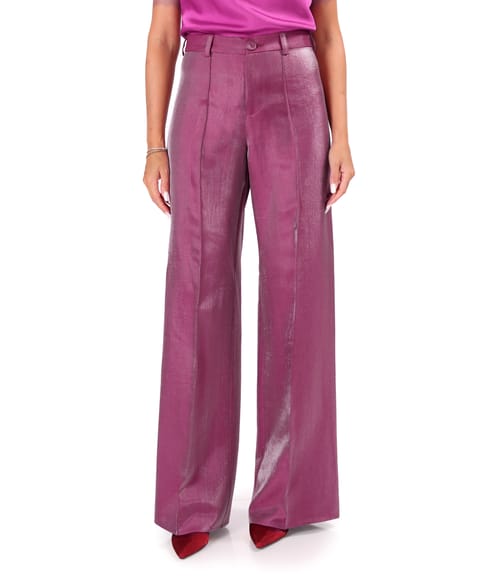 Pantaloni largi din tesatura cu aspect satinat
