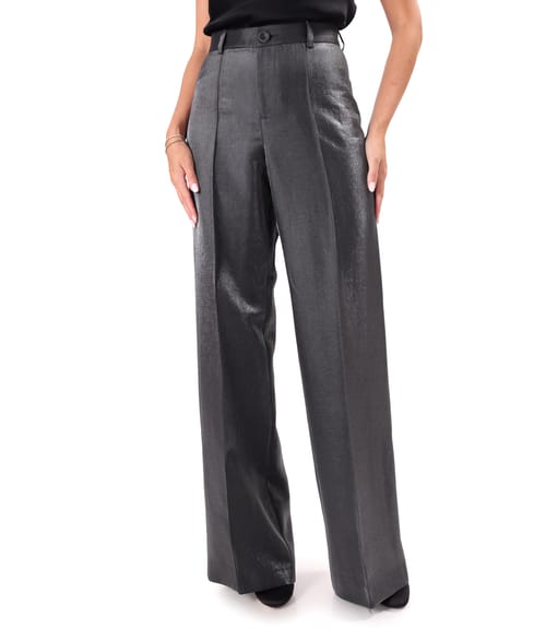 Pantaloni largi din tesatura cu aspect satinat