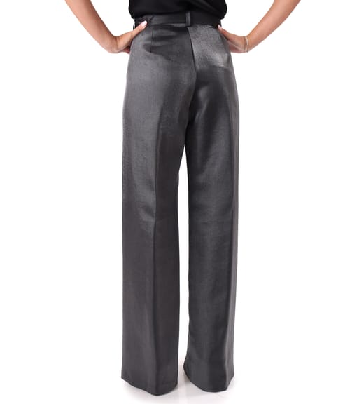 Pantaloni largi din tesatura cu aspect satinat