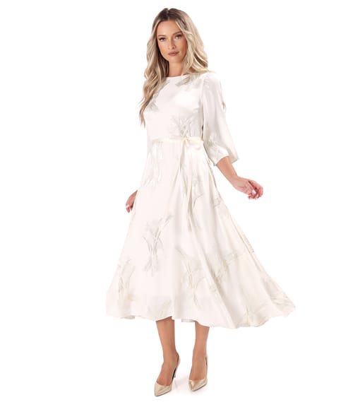 Rochie midi din viscoza cu fir metalic