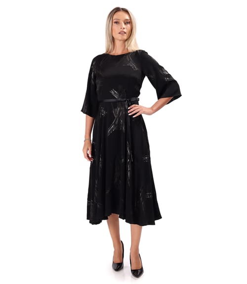 Rochie midi din viscoza cu fir metalic