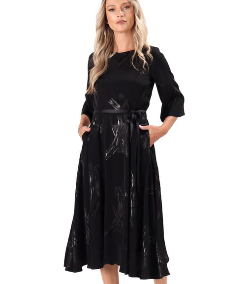 Rochie midi din viscoza cu fir metalic
