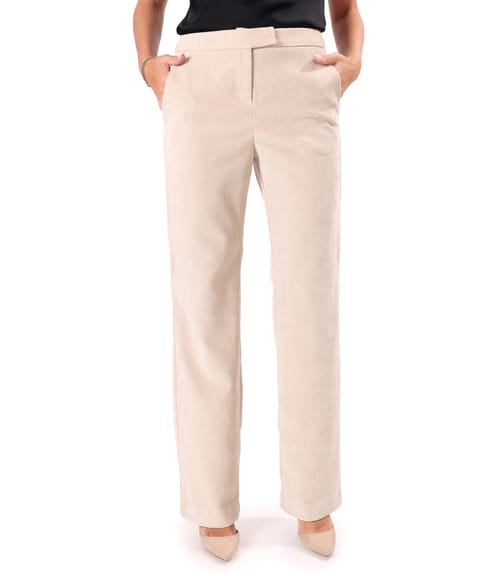Pantaloni drepti din stofa groasa cu lycra si viscoza