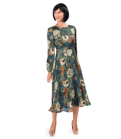 Rochie midi eleganta din viscoza cu matase naturala