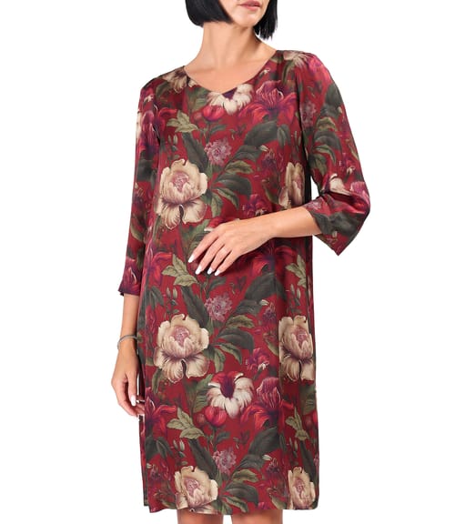 Rochie lejera din viscoza cu matase naturala cu motive florale