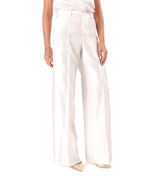 Pantaloni largi din tesatura cu aspect satinat