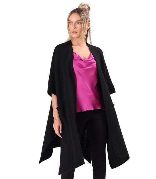 Cardigan lung tricotat cu lana si alpaca
