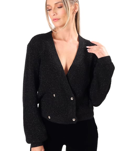 Cardigan tricotat cu doua randuri de nasturi