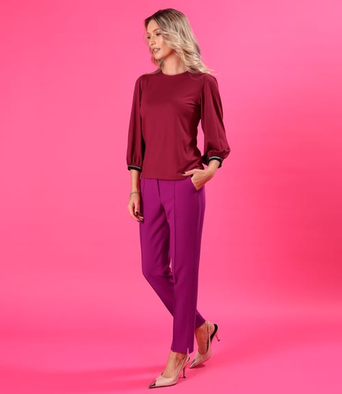 Bluza eleganta din jerse elastic cu maneci 3/4