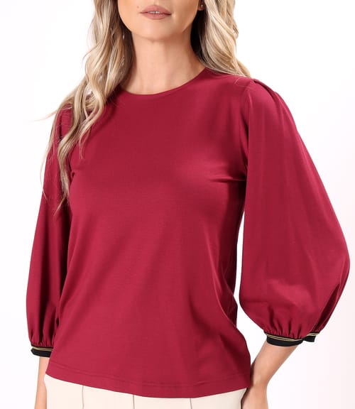 Bluza eleganta din jerse elastic cu maneci 3/4