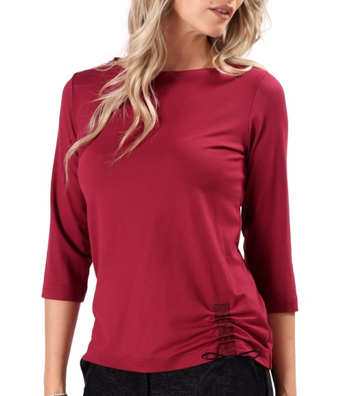 Bluza din jerse elastic uni cu snur in partea de jos