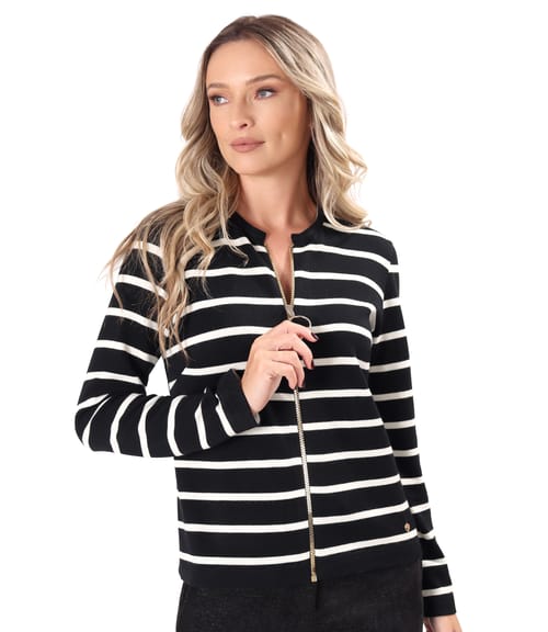Bluza din jerse elastic cu lana cu fermoar pe fata
