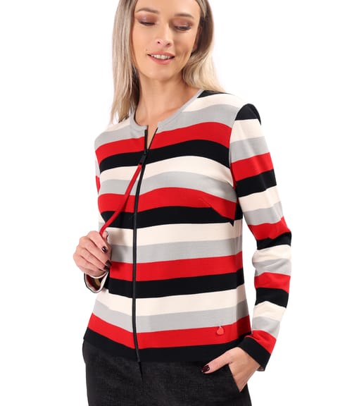 Bluza din jerse elastic cu lana cu fermoar pe fata