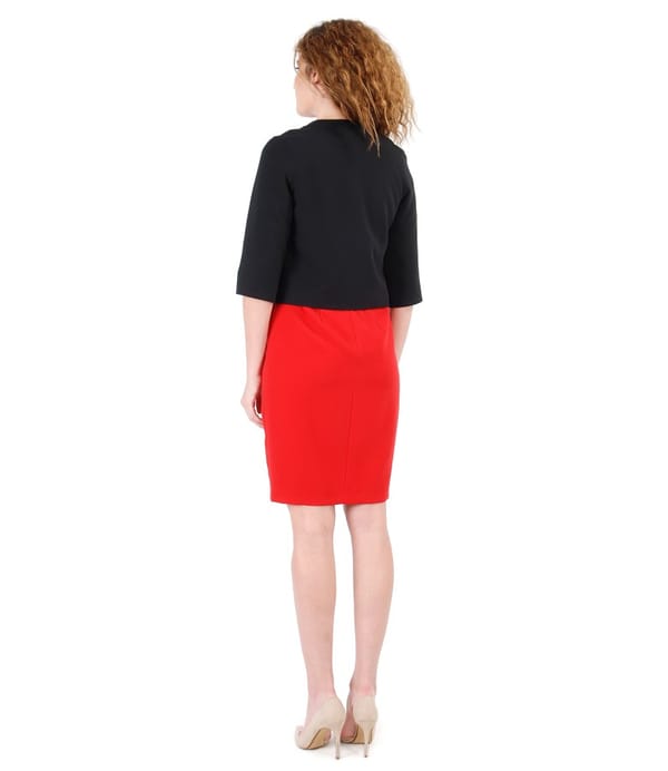 Rochie din stofa elastica si bolero cu aplicatie de cristale