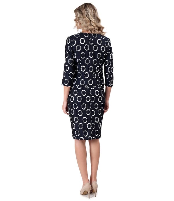 Tinuta eleganta cu rochie si sacou din bumbac elastic gofrat