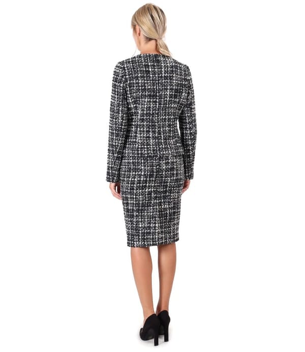 Costum dama office cu fusta si sacou din bucle cu lana