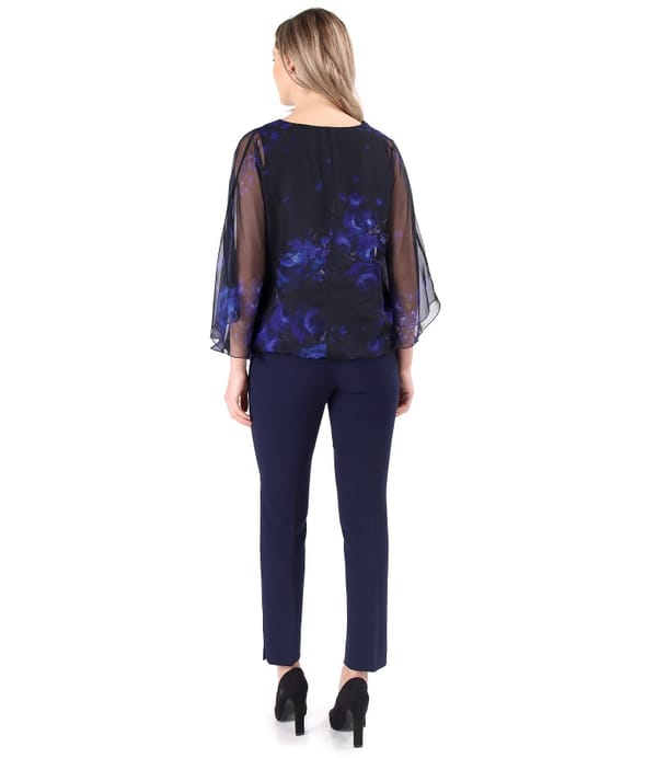 Bluza din voal tip fluture cu pantaloni pana